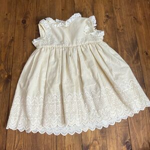 Vintage baby dress cream eyelet lace